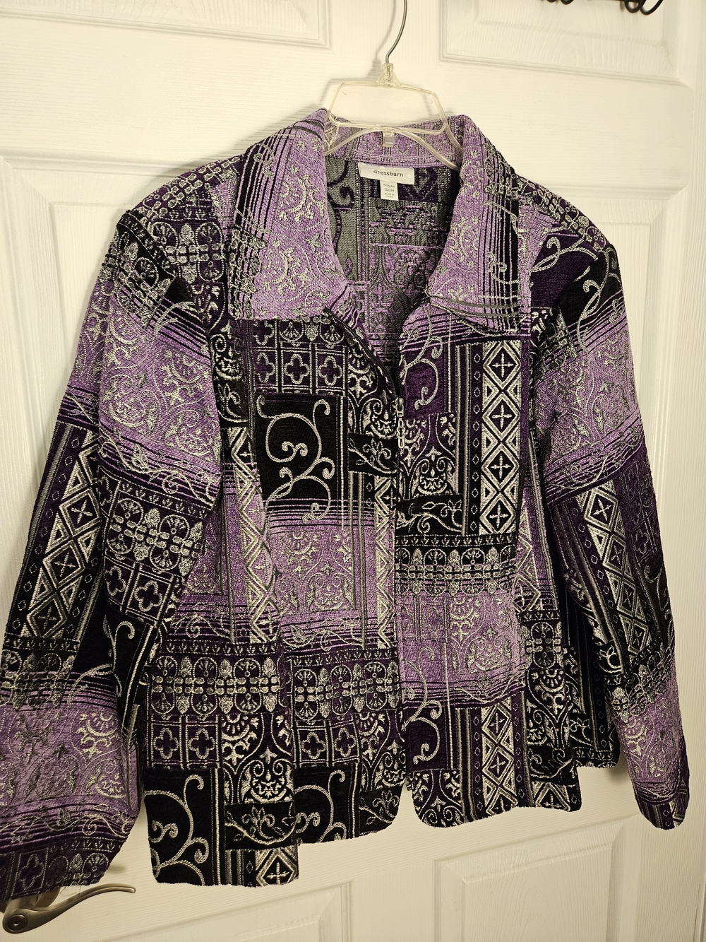 Thick Purple and Black Patterned Jacket dressbarn